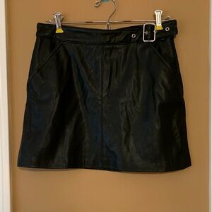 Zara Black Faux Leather Mini Skirt with Buckle Detail